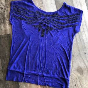 Beaded Anthropologie banded waist Tee